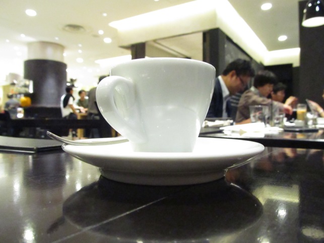 An espresso cup and saucer at Paul Bassett Coffe Shibuya Tokyo Japan