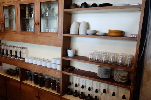 Shelves at Cafe Obscura Tokyo Japan Coffee