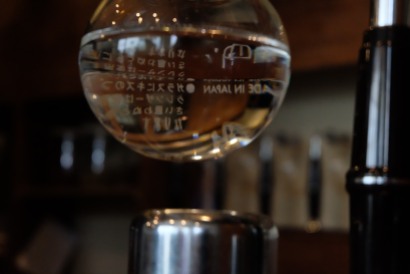 Close up of a Siphon Brewer Cafe Obscura Tokyo Japan Coffee